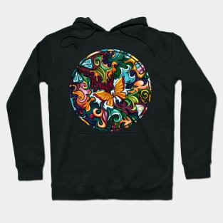 Colorful butterflies and flowers ornament Hoodie